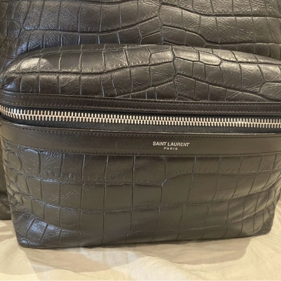 Saint Laurent Dark Crocodile-Embossed Backpack - Picture 8 of 15
